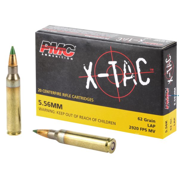 PMC X-tac 5.56x45 NATO 62gr Green Tip-LAP 20CT