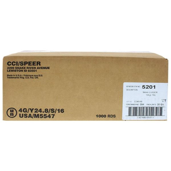 CCI Blazer 9mm Luger 124 gr. FMJ 1000ct