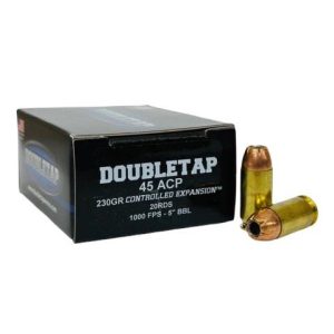 Double Tap Controlled Expansion Handgun Ammunition 45 Auto 230gr JHP 1000 fps 20-ct