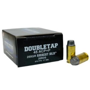Double Tap Hardcast Solid Handgun Ammunition .45 Auto(+P) 255gr SWC 875 fps 20-ct