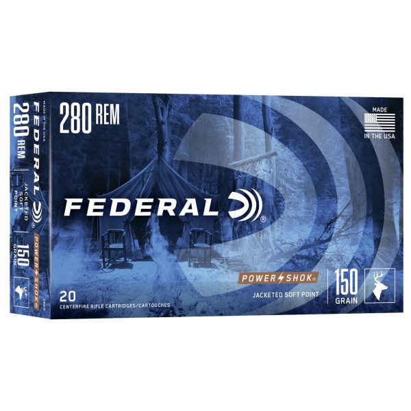 Federal Power-Shok Rifle Ammunition .280 Rem 150 gr SP 2890 fps - 20-ct