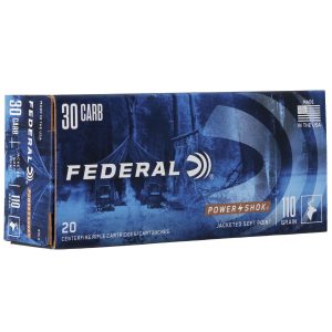 Federal Power-Shok Rifle Ammunition .30 Carbine 110 gr RNSP 1990 fps - 20-ct
