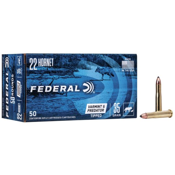 Federal American Eagle Varmint & Predator Rifle Ammunition .22 Hornet 35 gr Vtip 3000 fps 50-ct