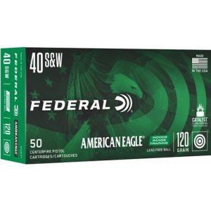 Federal American Eagle IRT Lead Free Handgun Ammunition .40 S&W 120gr FMJ 50-ct