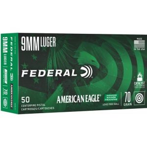 Federal American Eagle IRT Lead Free Handgun Ammuntion 9mm Luger 70gr FMJ 50-ct