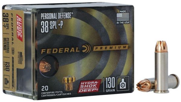 Federal Personal Defense Hydra-Shok Deep .38 Spl +P 130gr JHP 900 fps 20-ct