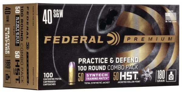 Federal Practice & Defend HST-Syntech Combo .40 S&W 180 gr 1010 fps 100-ct