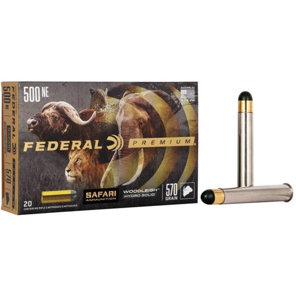 Federal Premium Cape-Shok .500 Nitro Express 3 570 gr Hydro Solid 2100 fps 20-ct