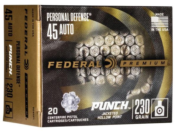 Federal Personal Defense Punch Handgun Ammuntion .45 ACP 230 gr JHP 890 fps 20-ct