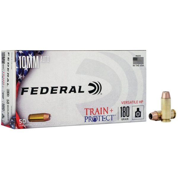 Federal Train + Protect Handgun Ammunition 10mm Auto 180gr VHP 1175 fps 50-ct