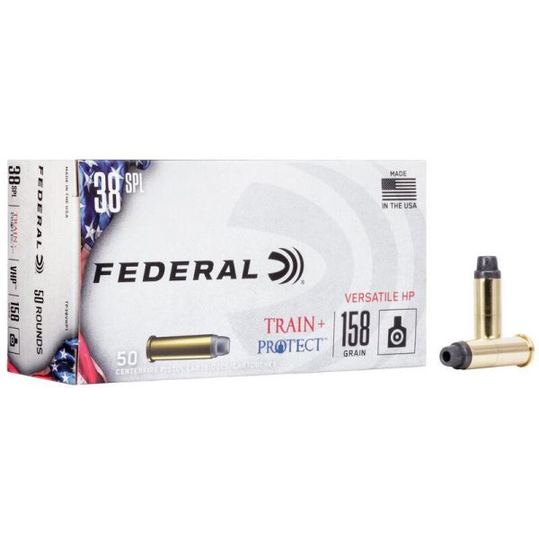 Federal Train+Protect Handgun Ammunition .38 Spl 158gr VHP 830 fps 50-ct