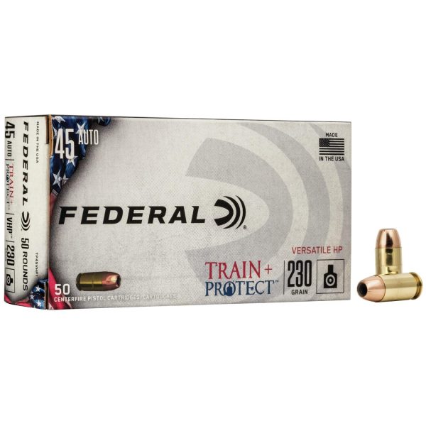 Federal Train+Protect Handgun Ammunition .45 ACP 230 gr VHP 50-ct
