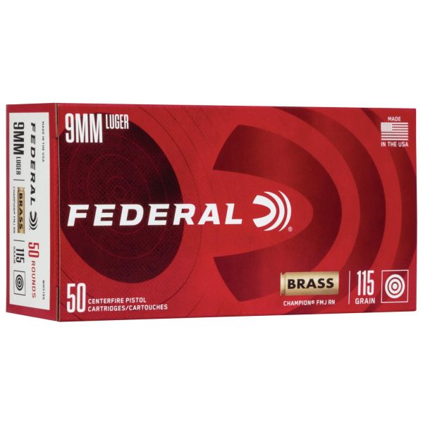 Federal Champion Training Handgun Ammunition 9mm Luger 115 gr FMJ 1125 fps 50-ct