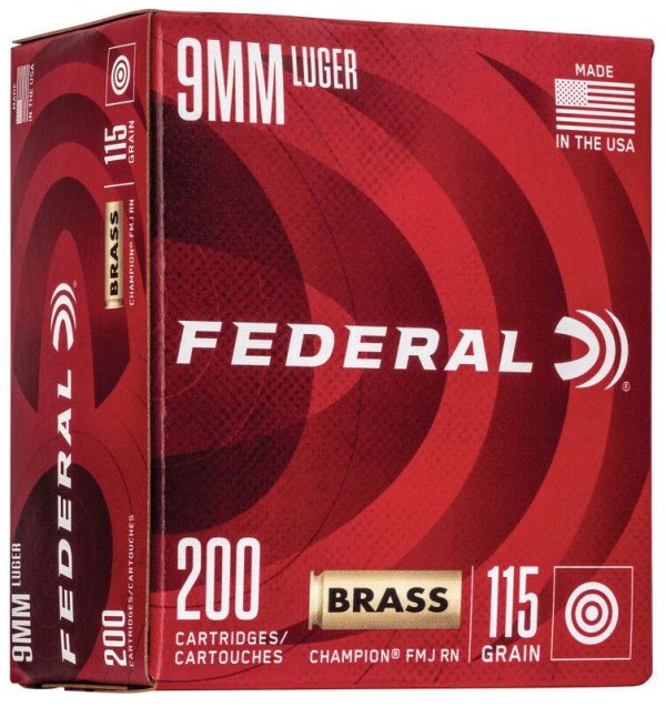 Federal Champion Training Handgun Ammuntion 9mm Luger 115 gr FMJ 1125 fps 200-ct