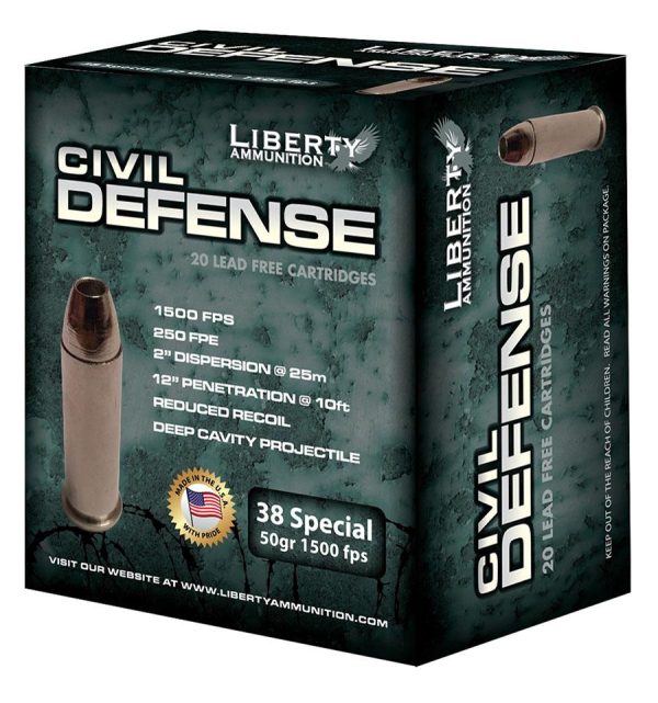 Liberty Civil Defense Handgun Ammunition .38 Spl 50 gr SCHP 1500 fps 20-ct