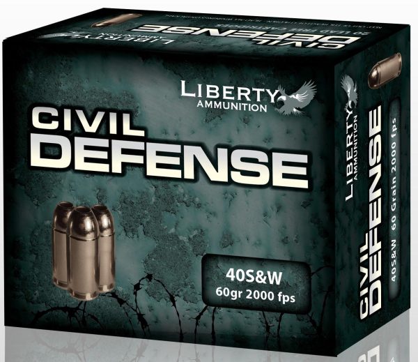 Liberty Civil Defense Handgun Ammunition .40 S&W 60 gr SCHP 2000 fps 20-ct