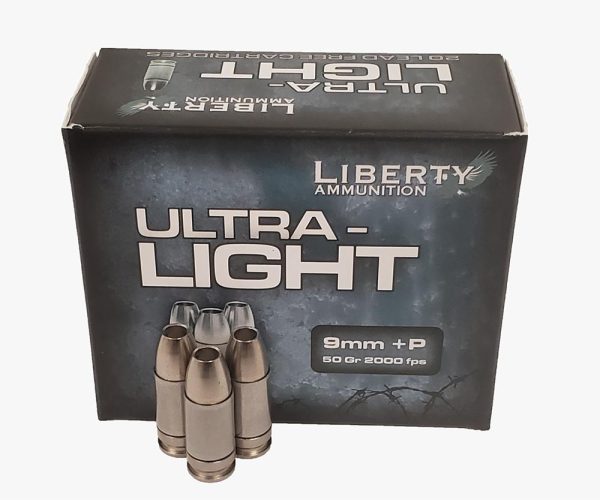 Liberty Ammunition Ultra-Light 9mm +P 50 gr. Copper Mono.Frag HP 20ct