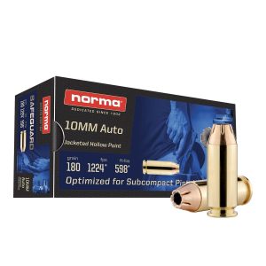 Norma Safeguard Handgun Ammunition 10mm Auto 180gr JHP 1224 fps 50-ct