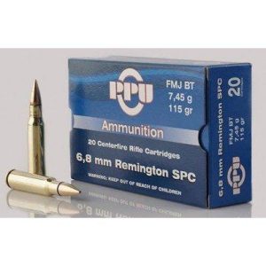 PPU Standard Rifle Ammunition 6.8mm SPC 115 gr FMJBT 2624 fps 20-ct