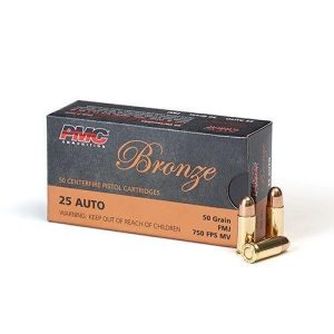 PMC Bronze Handgun Ammunition .25 ACP 50 gr FMJ 750 fps 50-ct