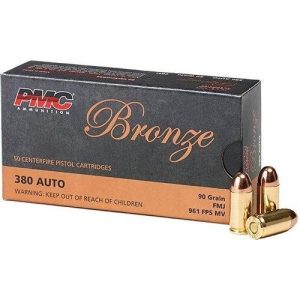 PMC Bronze Handgun Ammunition .380 ACP 90 gr FMJ 920 fps 50-ct