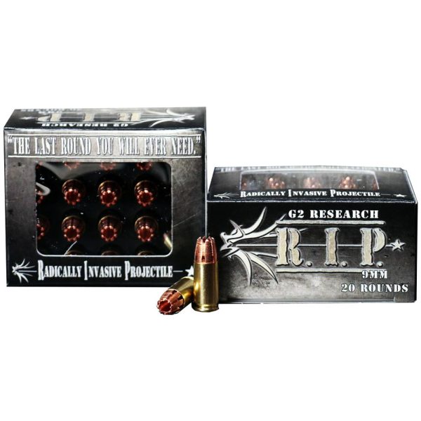 G2 Research R.I.P. Handgun Ammunition 9mm Luger 92 gr HP 1265 fps 20-box