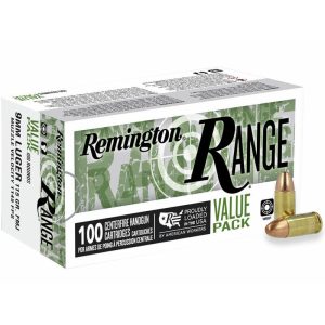 Remington Range 9mm Luger 115gr FMJ 100ct