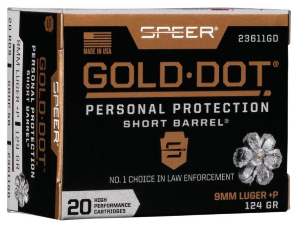 Speer Gold Dot Short Barrel 9mm Luger (+P) 124 gr HP 20ct