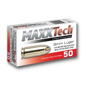 Maxxtech Brass Casefire 9mm Luger 115 gr FMJ 50ct