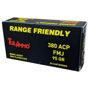 Tula Ammo Zinc Coated Steel Case Handgun Ammunition .380 ACP 95gr Brass Jacketed FMJ 50-ct