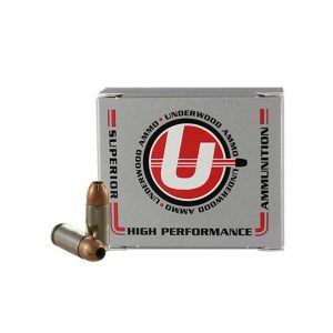 Underwood Hunting & Self Defense Handgun Ammunition 9mm Luger(+P) 124gr JHP 1225 fps 20-ct