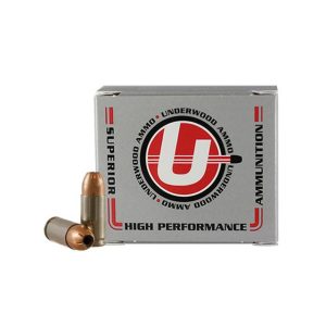Underwood Hunting & Self Defense Handgun Ammunition 9mm Luger(+P) 147gr JHP 1125 fps 20-ct