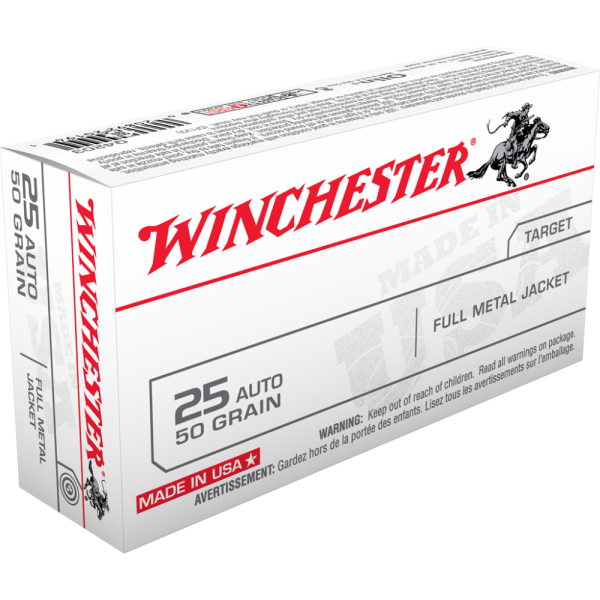 Winchester USA .25 ACP 50 gr FMJ 50ct