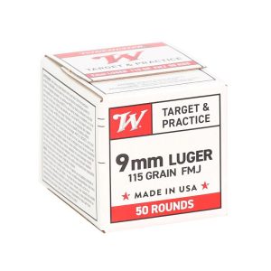 Winchester USA Target & Practice Handgun Ammunition 9mm Luger 115 gr. FMJ 1190 fps 50-ct