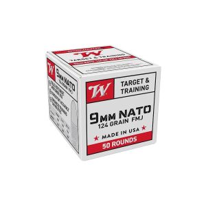 Winchester USA Target & Training NATO Handgun Ammunition 9mm Luger 124 gr. FMJ 1140 fps 50-ct