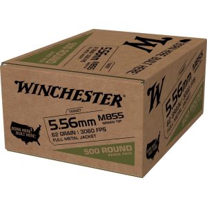 Winchester USA Lake City M855 Green Tip Rifle Ammunition 5.56mm 62 gr. FMJ 3060 fps 500-ct