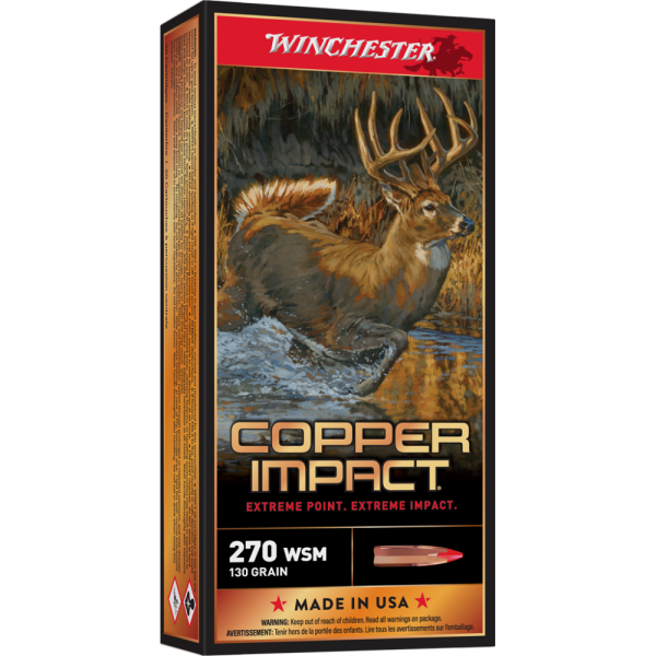 Winchester Copper Impact Rifle Ammunition 270 WSM 130 gr. PT 3215 fps 20-ct