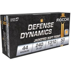 Fiocchi Pistol Shooting Dynamics Handgun Ammunition .44 Mag 240 gr JSP 1310 fps 50-box