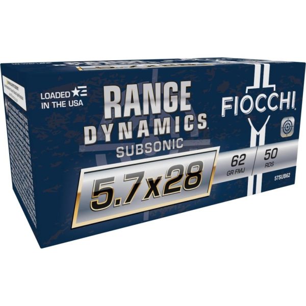 Fiocchi Range Dynamics Subsonic 5.7x28 FN 62gr FMJ 50ct