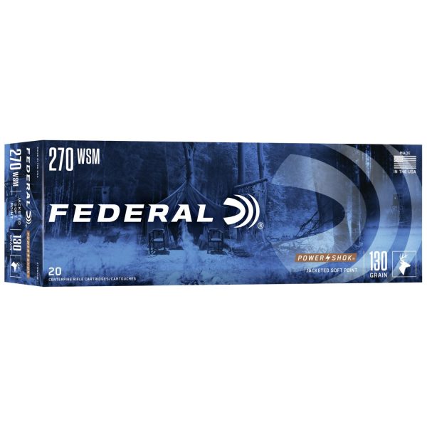 Federal Power-Shok Rifle Ammunition .270 WSM 130 gr SP 3250 fps - 20-box