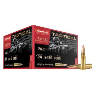 Norma Range & Training Rifle Ammunition 7.62x39 124gr FMJ 20ct