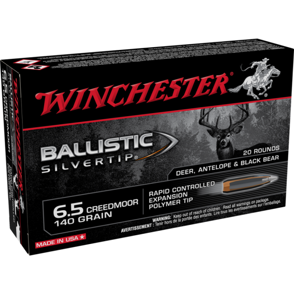 Winchester Ballistic Silvertip Rifle Ammunition 6.5 Creedmoor 140 gr. PT 2700 fps 20-ct
