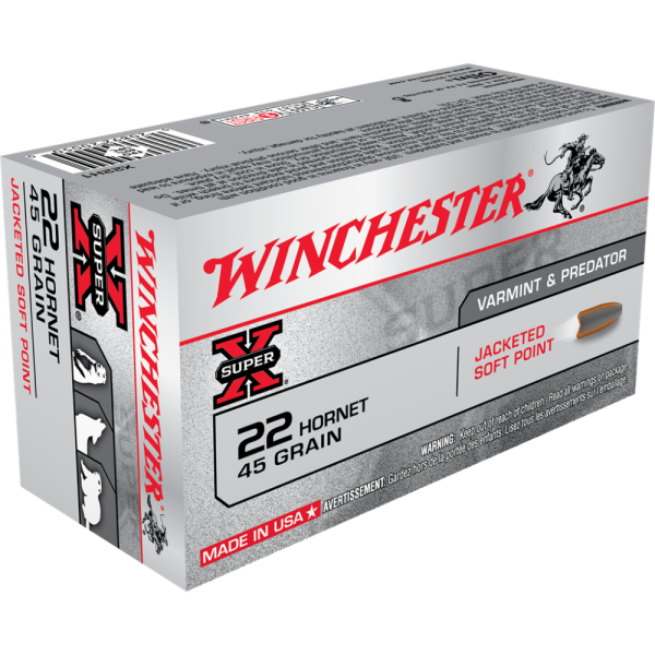 Winchester Super-X .22 Hornet 45 gr. JSP 50ct