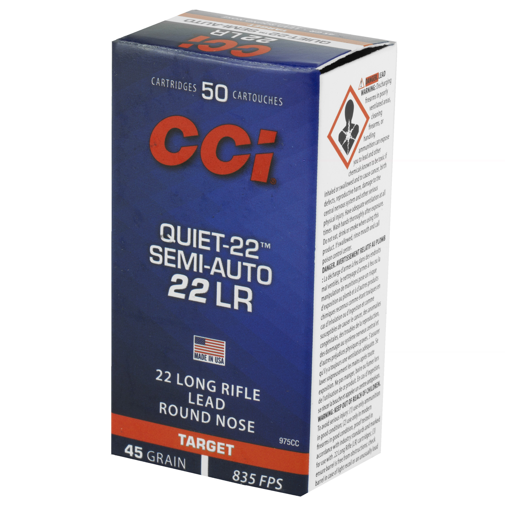 CCI Quiet .22LR Semi-Auto Ammunition 45gr LRN 50ct - Image 2
