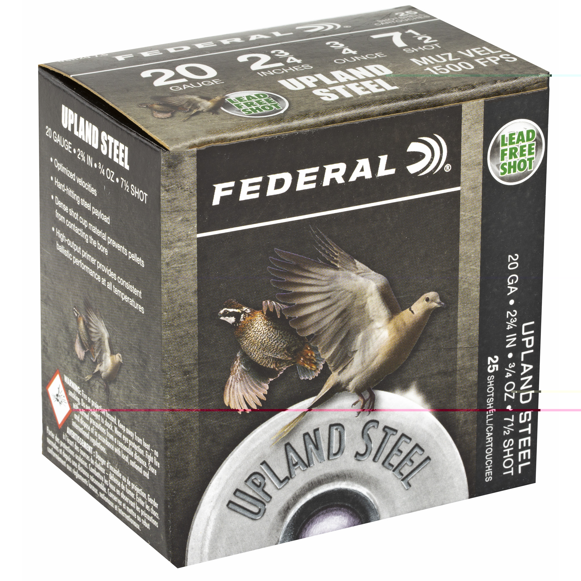 Federal Upland Steel 20ga 2.75" Ammunition #7.5 25ct - Image 2