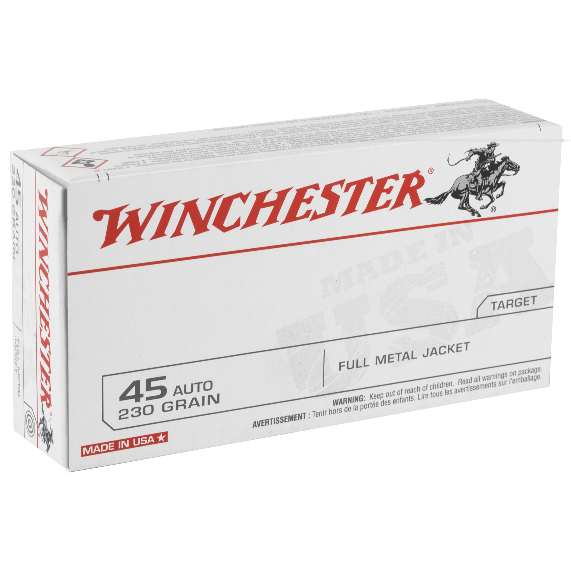 Winchester USA Ammunition .45acp 230gr FMJ 50ct - Image 2