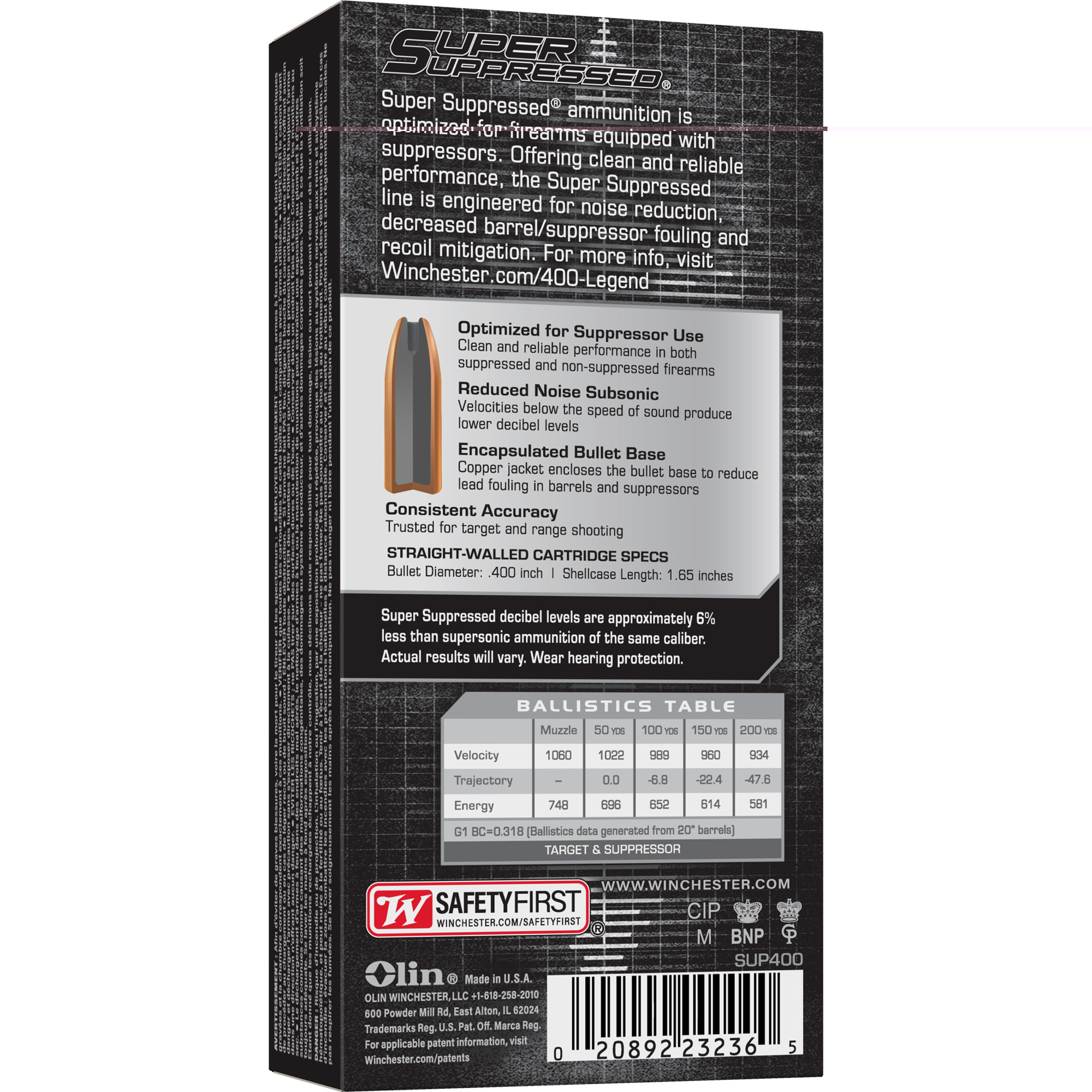 Winchester Super Suppressed Ammunition .400legend 300gr 20ct - Image 2